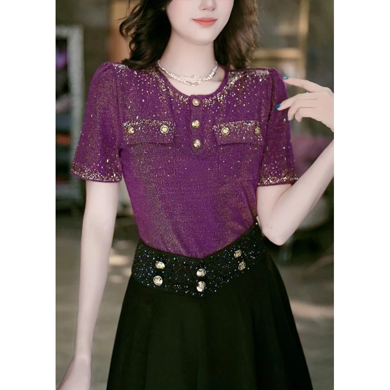 SEJI/瑟纪4-9【星月神话】气质细闪重工时尚百搭上衣