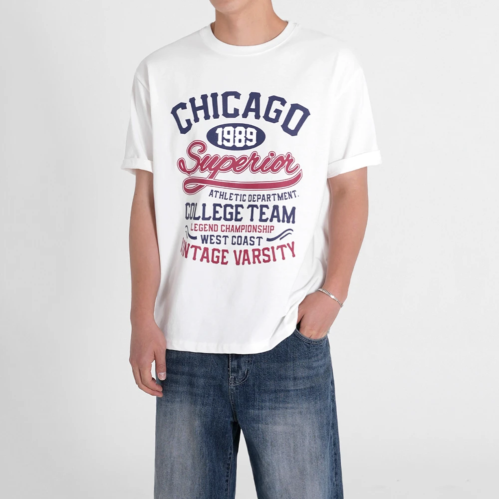 MRCYC高级感字母印花短袖T恤男夏季宽松圆领体恤韩版潮流半袖上衣