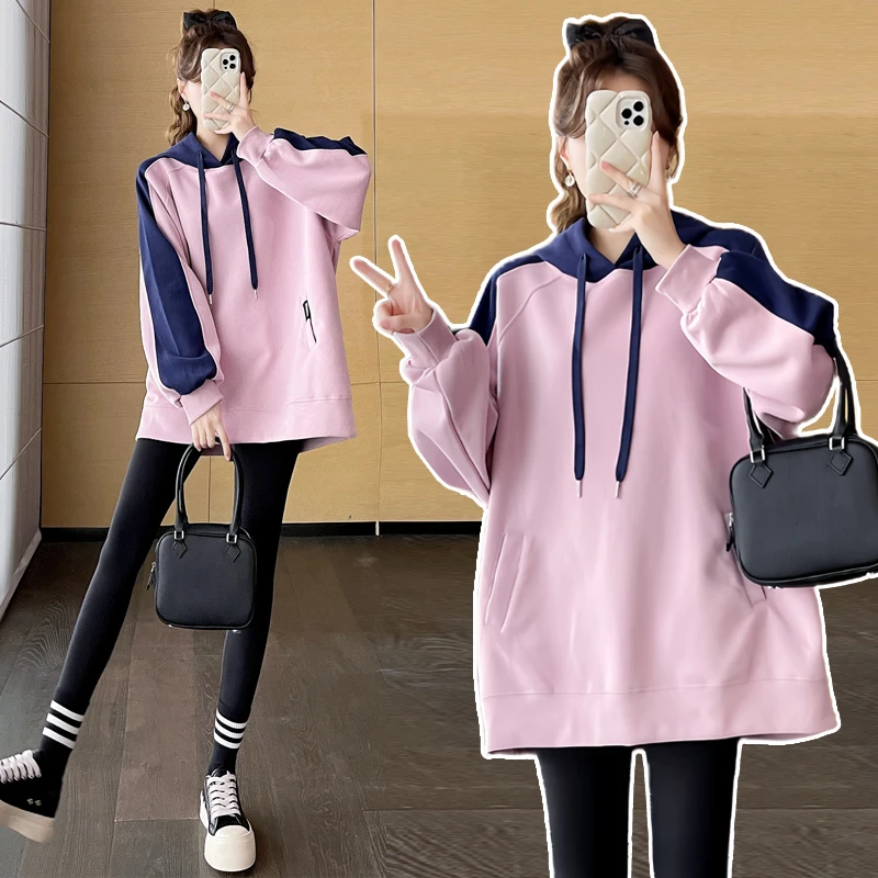 2025孕妇装春秋款宽松休闲中长款大码时尚卫衣长袖束手春季外穿