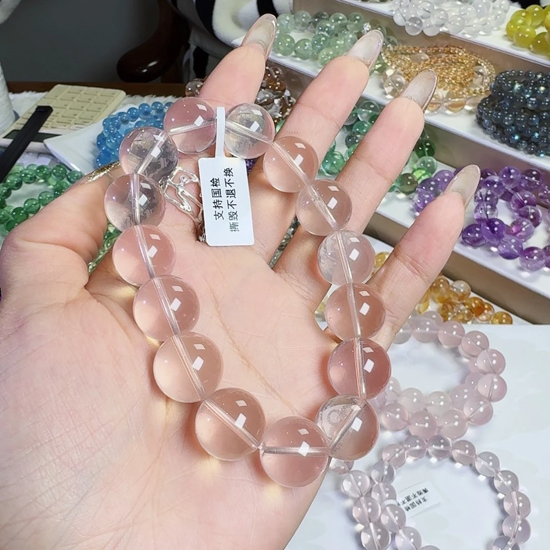 水晶手链未镶嵌*️****冰橘粉15