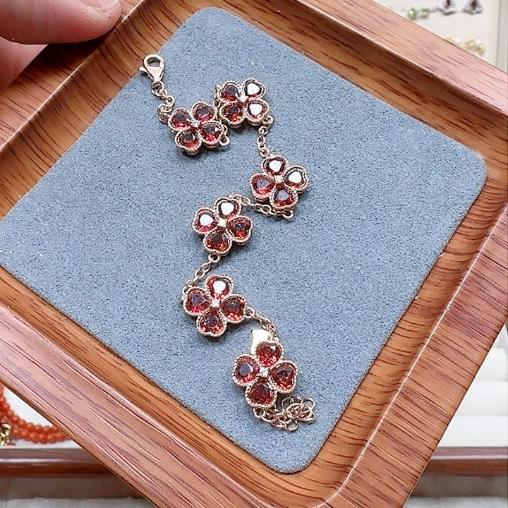 石榴石手链银S925镶嵌手链