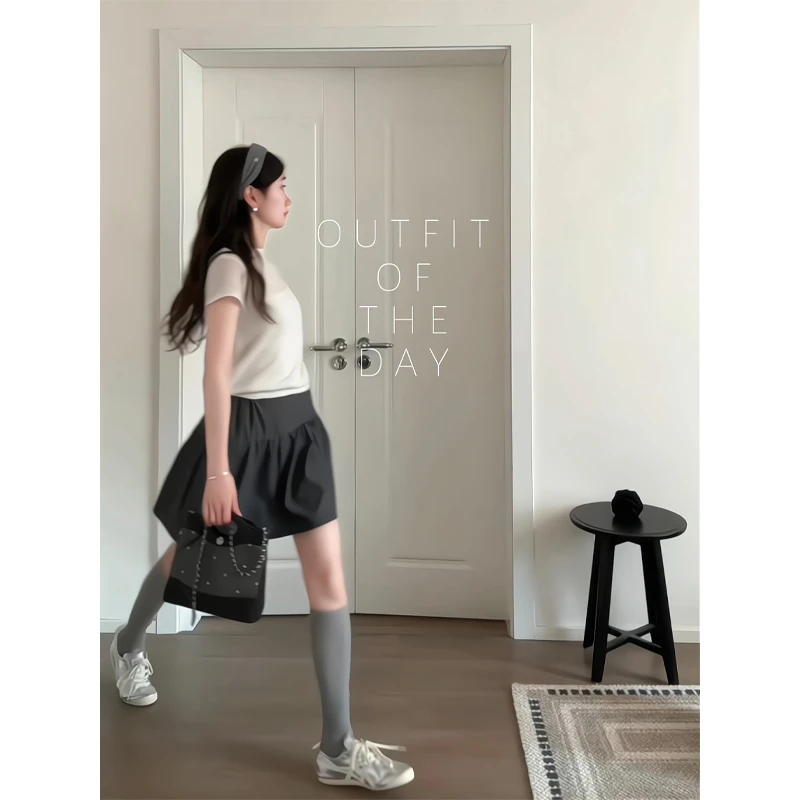 法式复古气质无袖背心衬衫高腰A字半身裙夏日绝美巨好看套装2025