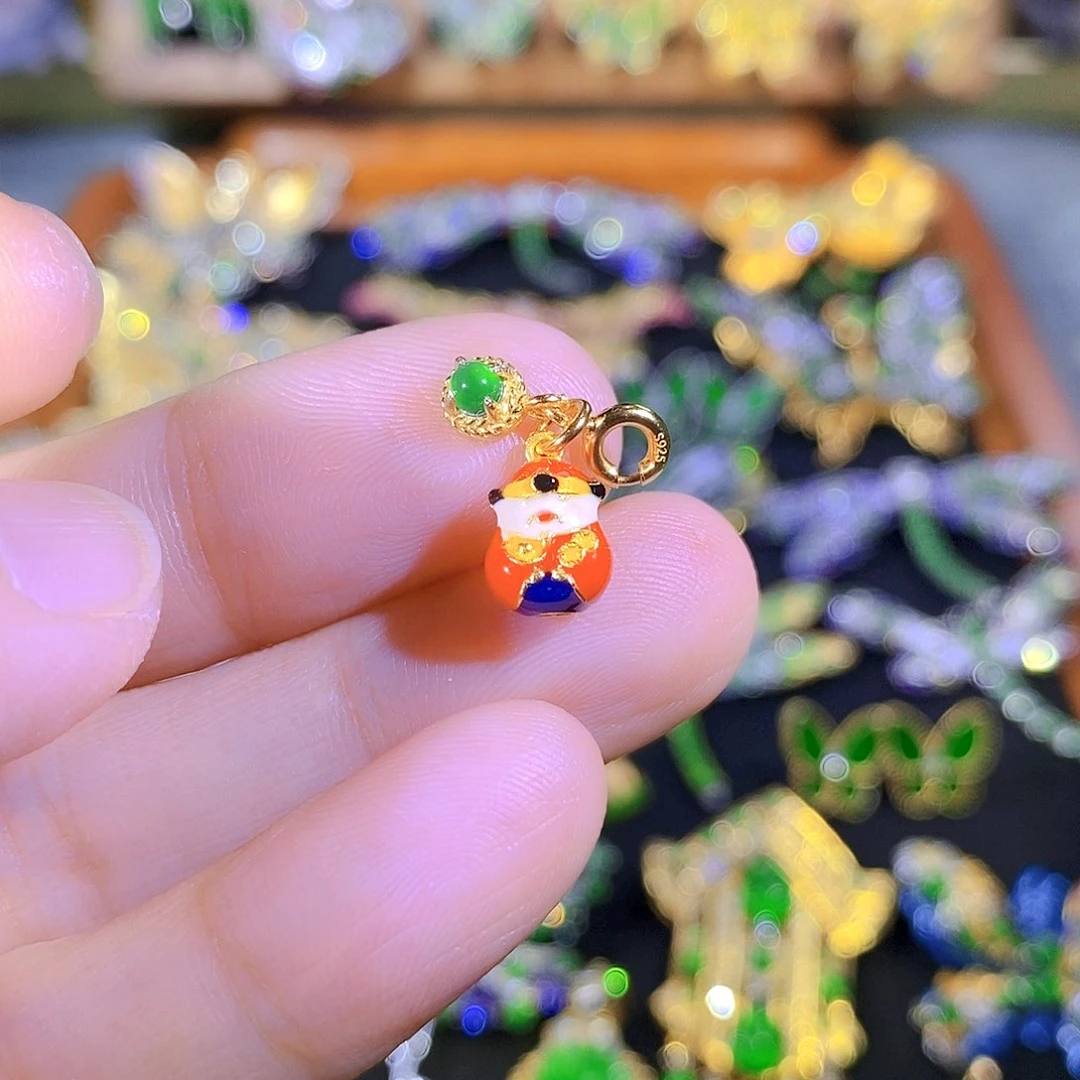 吊坠(不含链)银S925镶嵌翡翠