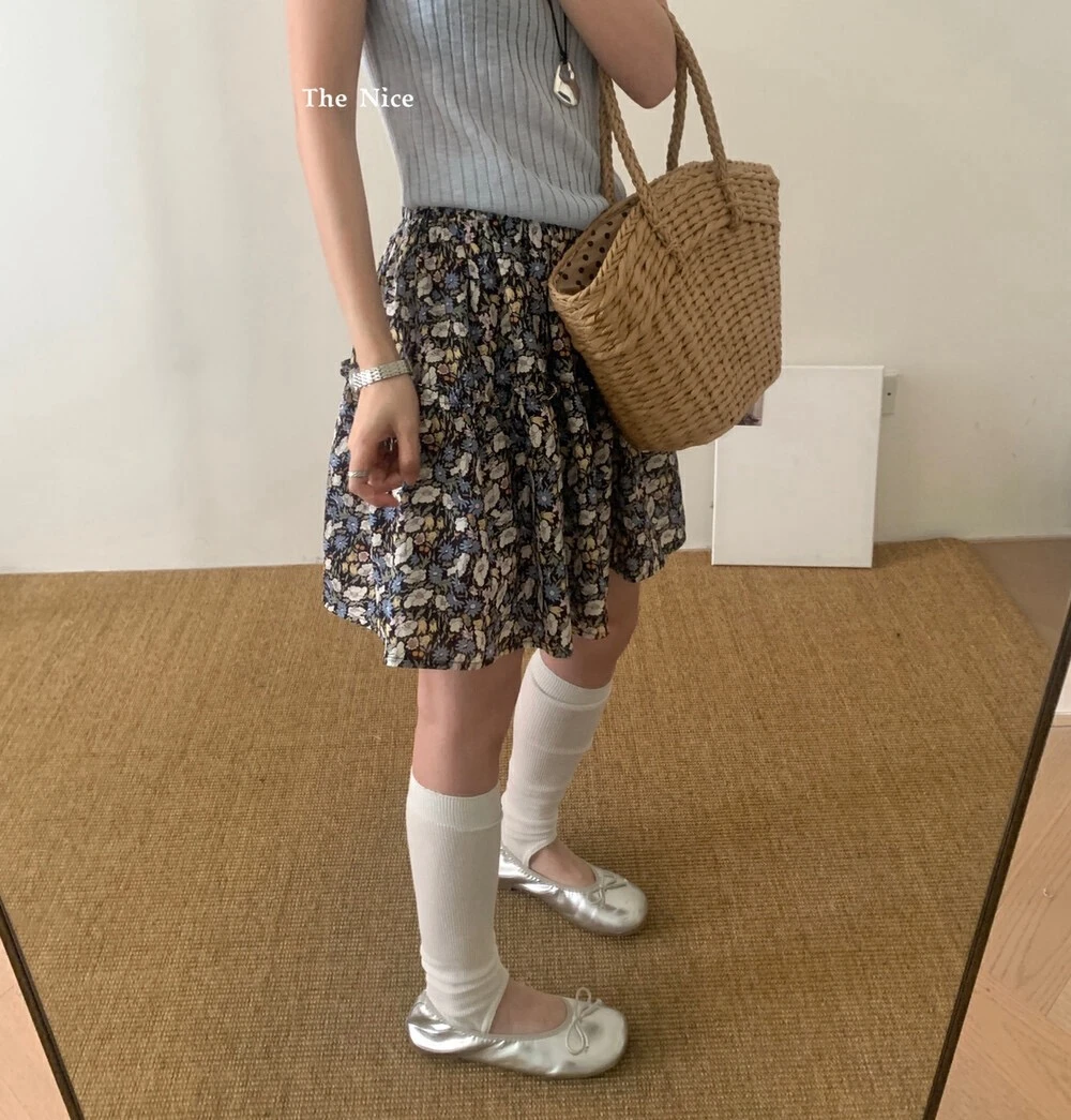 （山野）泡菜新上！高腰碎花短款半裙女2025夏季新款显瘦A字短裙3176