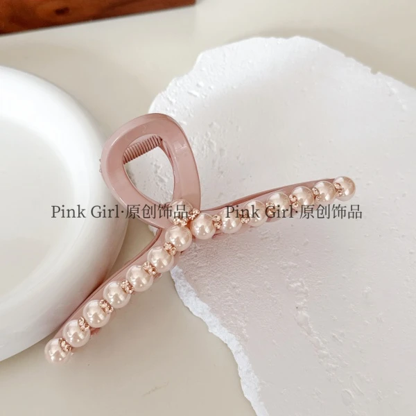 Pink Girl F898气质优雅法式抓夹13cm后脑勺盘发夹甜美百搭鲨鱼夹