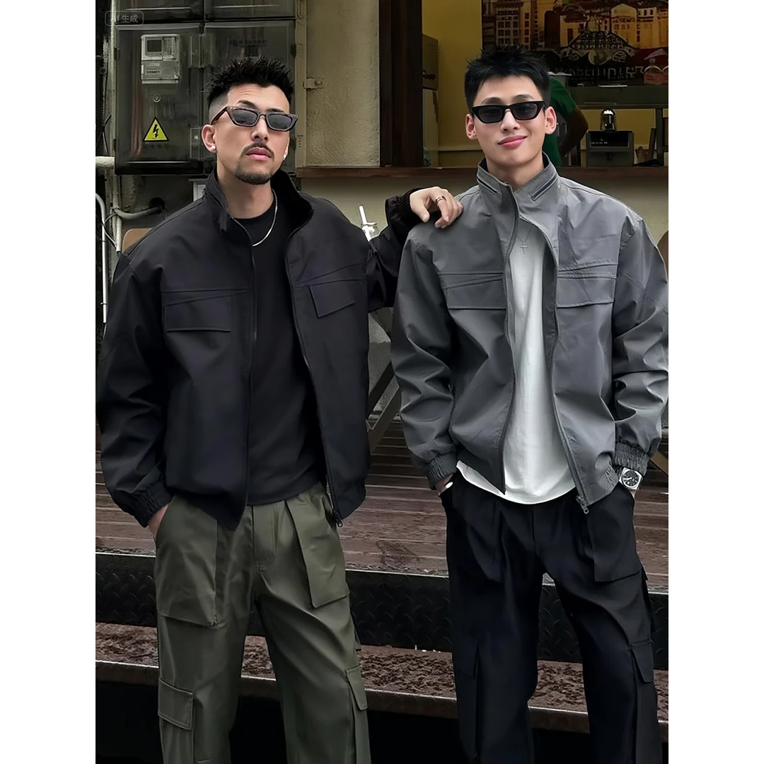 美式游骑兵夹克男款秋季痞帅硬汉工装外套cleanfit短款立领棒球服