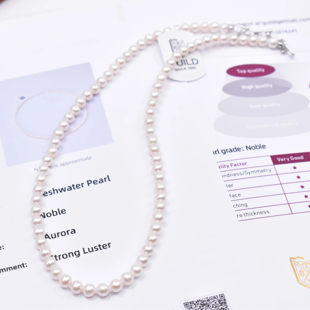 【睿泽鉴宝】S925银淡水曼塔玫瑰无核珍珠项链 5-6mm JAN0024