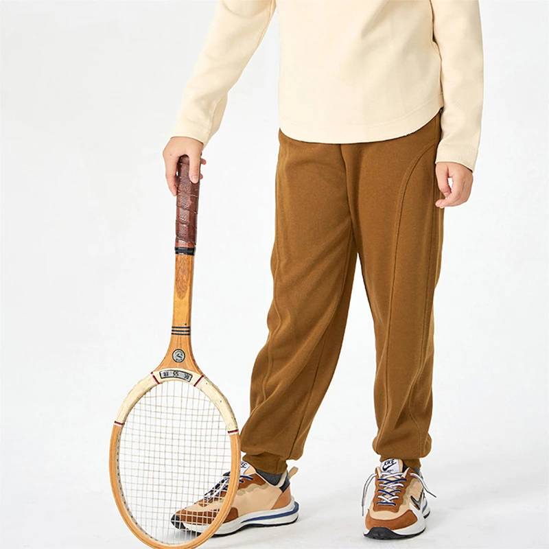 Runrungo【跑跑立裁】儿童休闲裤男童户外宽松针织长裤舒适大童纯色