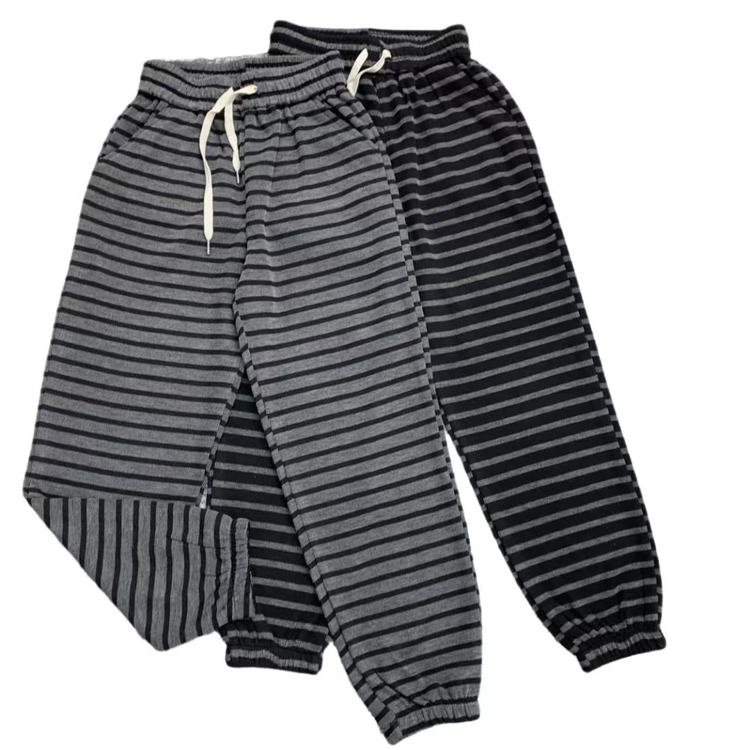 9916新款时尚百搭显瘦条纹休闲女裤