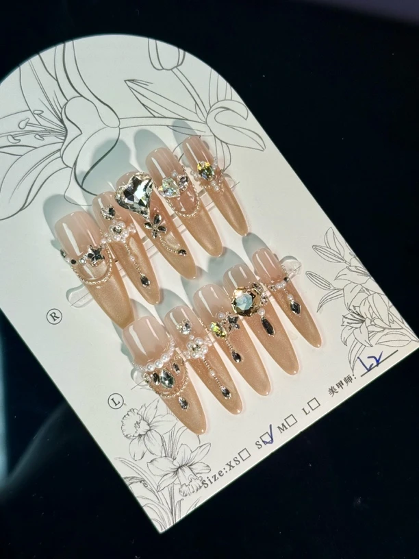 【锦鲤与鱼手工穿戴甲】重工钢珠拼接钻猫眼 拍下备注编号穿式气质