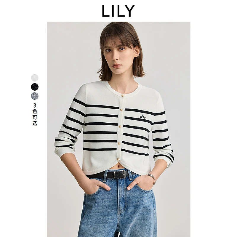 LILY2025春新款女装毛织开衫125129TC923