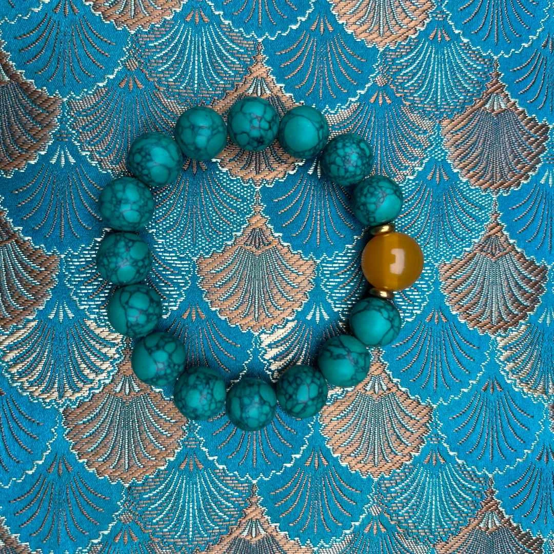 【器物炎灵 】绿色一点黄手串（不带礼盒）