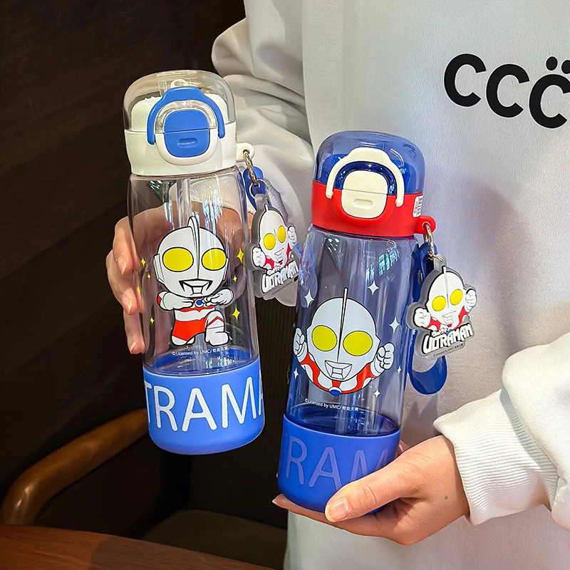 奥特曼儿童水杯夏天tritan耐高温幼儿园男孩上学专用吸管双饮杯子