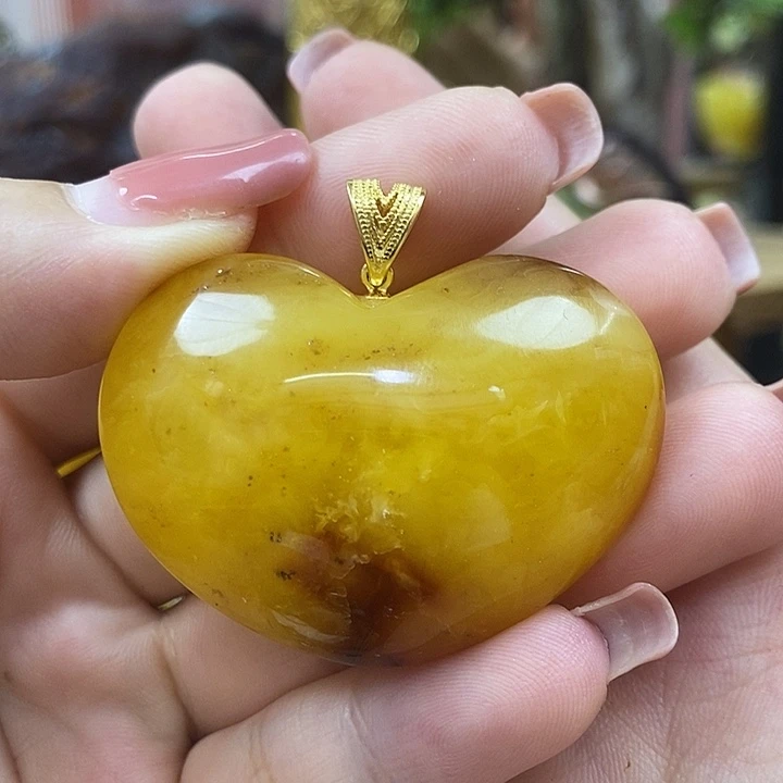 银S925镶嵌颈饰琥珀吊坠