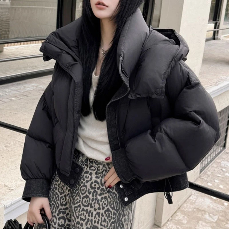 连帽超好看保暖棉服女2025年冬季新款加厚短款百搭棉衣小个子外套
