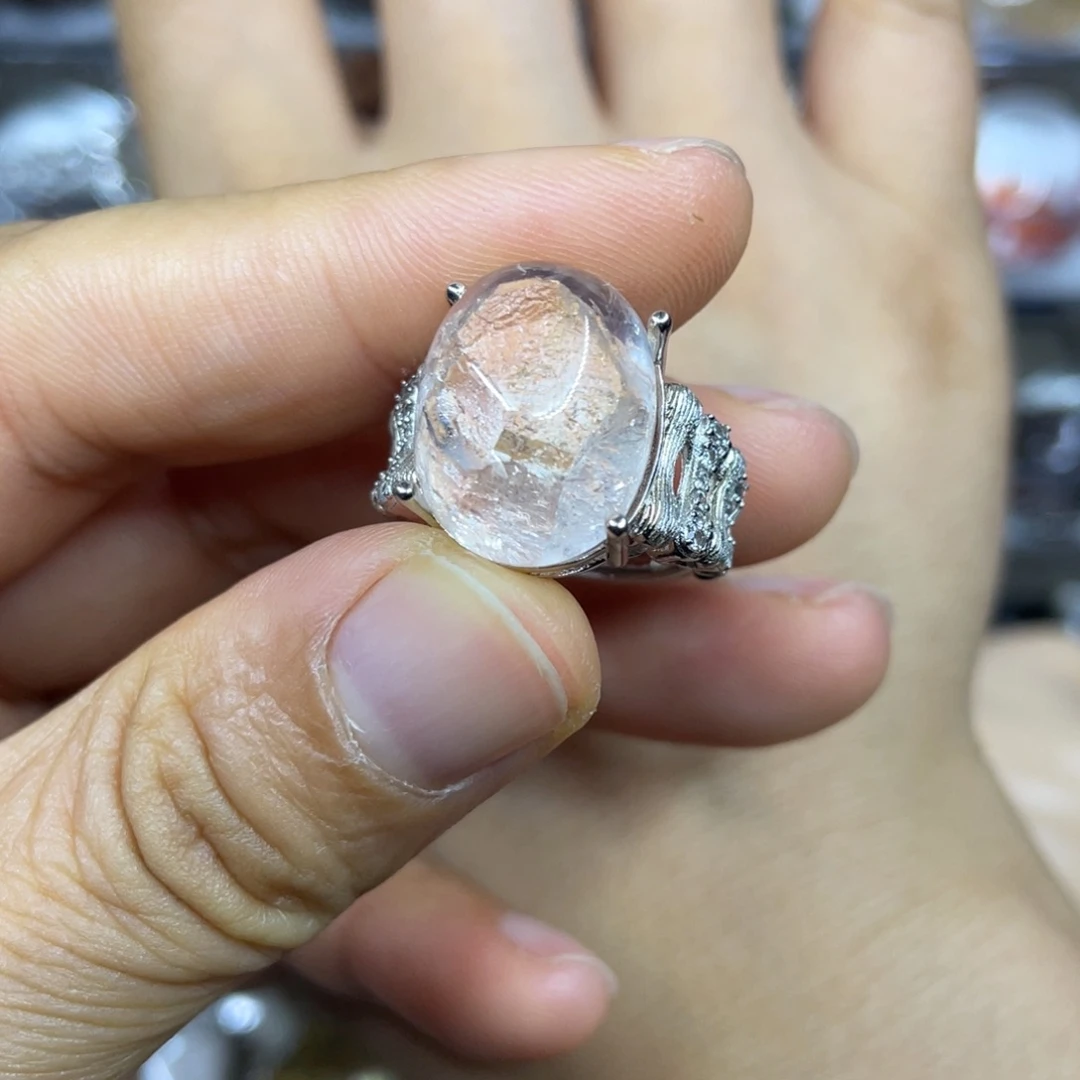 【闪购商品】银S925镶嵌珠宝半成品水晶戒指