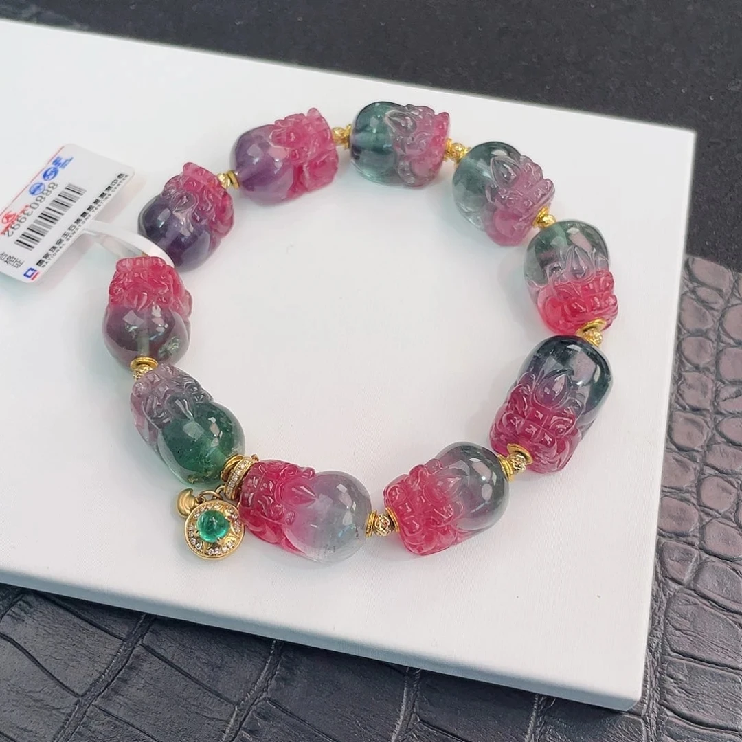 【相传碧玺】18K碧玺设计款手串 气质轻奢女士小众碧玺手链时尚