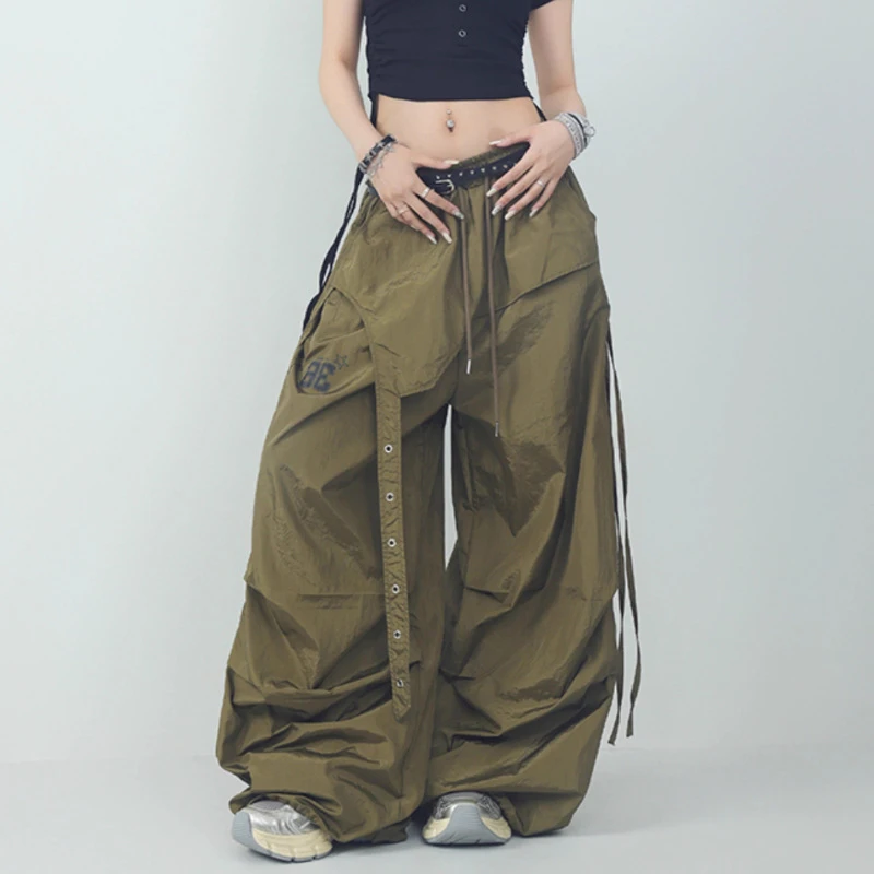 街舞"黑科技速干凉感系列"军绿嘻哈街头抽褶复古休闲长裤美式运动