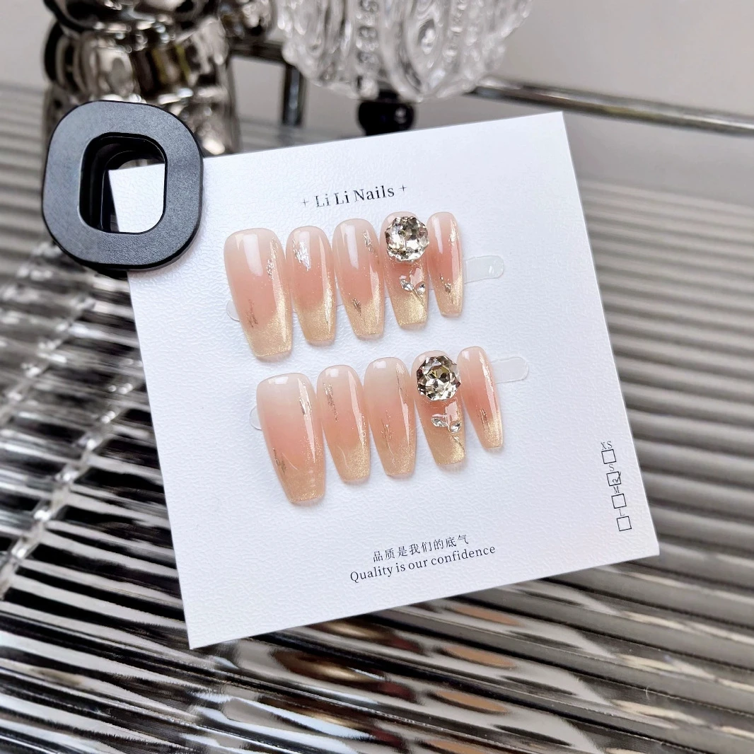 Li鎏金玫瑰｜猫眼玫瑰长款高级可拆卸高品质纯手工穿戴甲10片