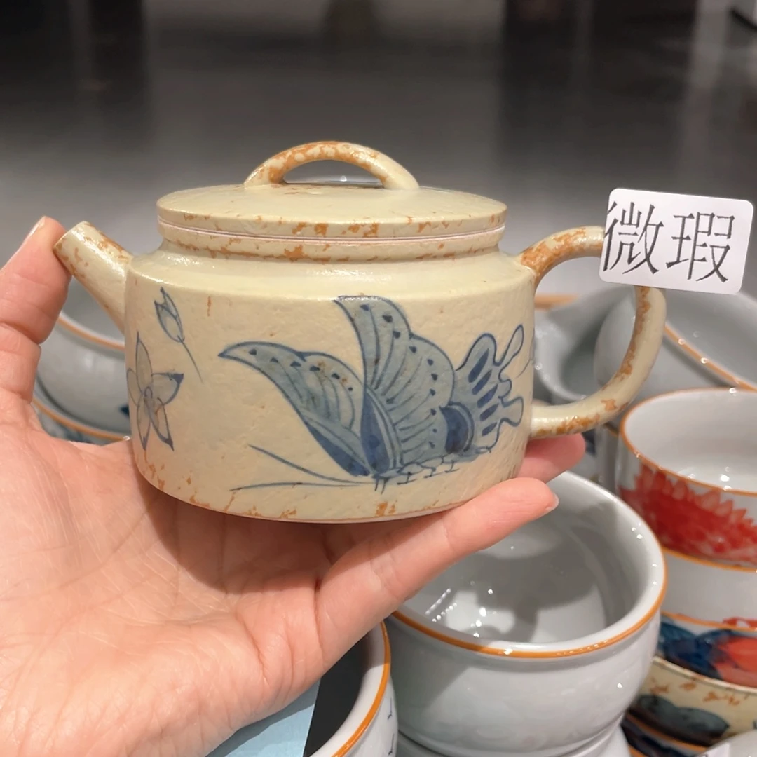 釉下彩纯手绘有瑕