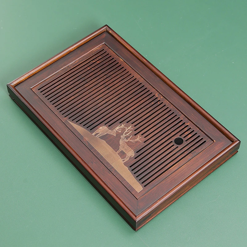 九竹茶盘实木中35*23家用小型长方形轻奢沥水茶托盘干泡盘