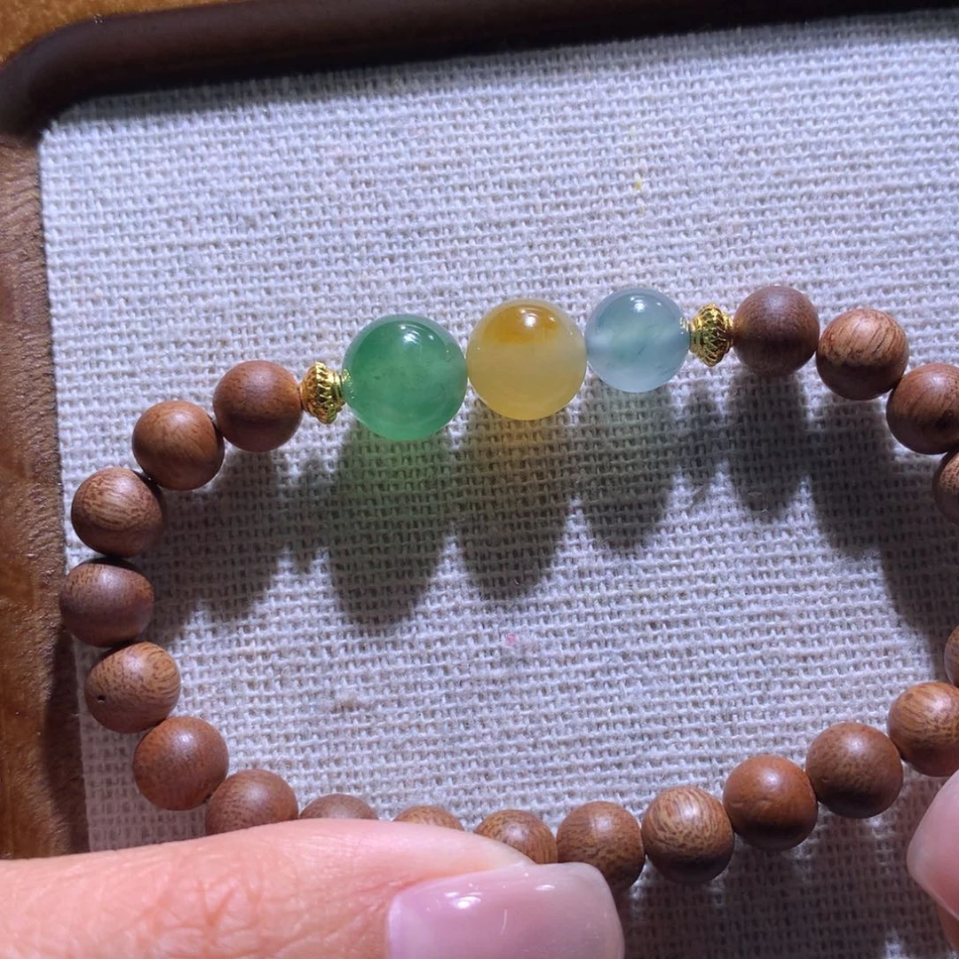 翡翠散珠特价浓色三彩卡8-9