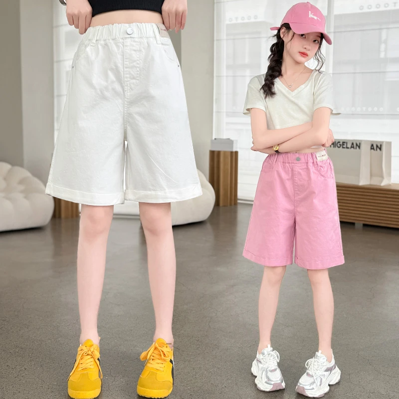 童装女童短裤夏季薄款儿童白色洋气中裤夏天小女孩外穿休闲短裤潮