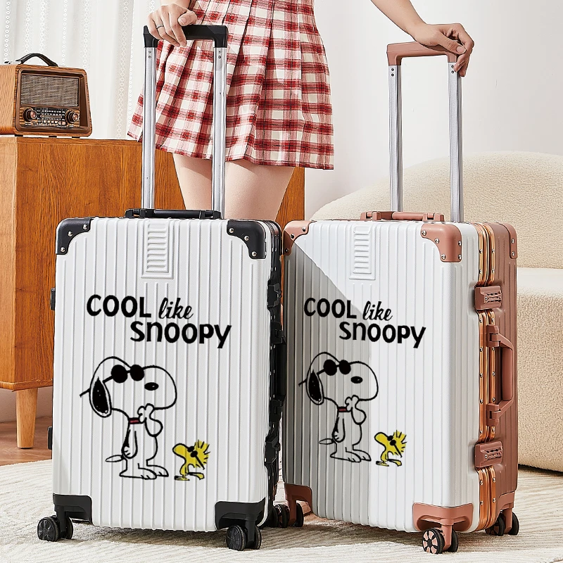 新款时尚涂鸦狗行李箱女学生铝框密码拉杆箱结实耐用旅行箱大容量