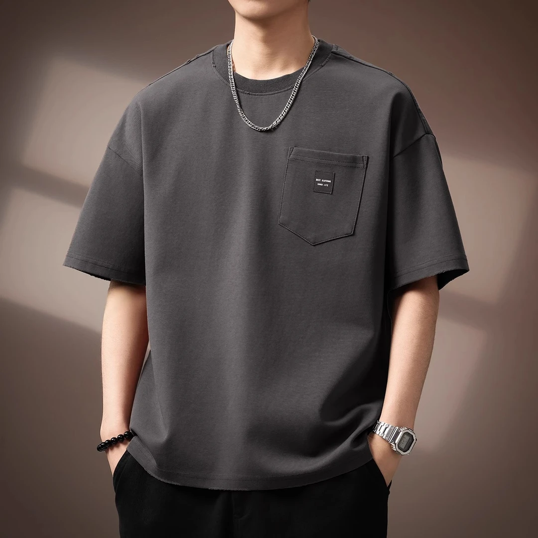 MR.MUDI/穆迪先生高端美式复古水洗体恤男夏季新款潮休闲半袖短袖