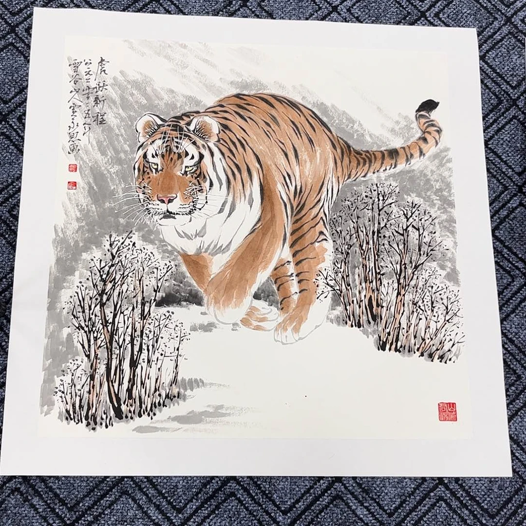 沄***海国画贾永思老师四尺斗方花鸟作品旭
