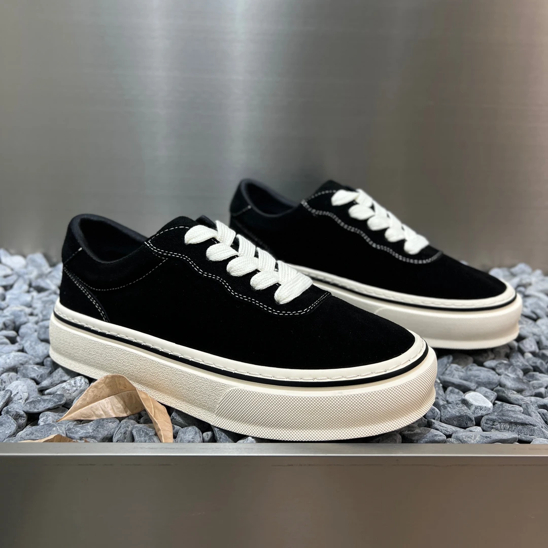 男士春季休闲板鞋单鞋运动饼干鞋透气厚底休闲板鞋百搭ins系带鞋