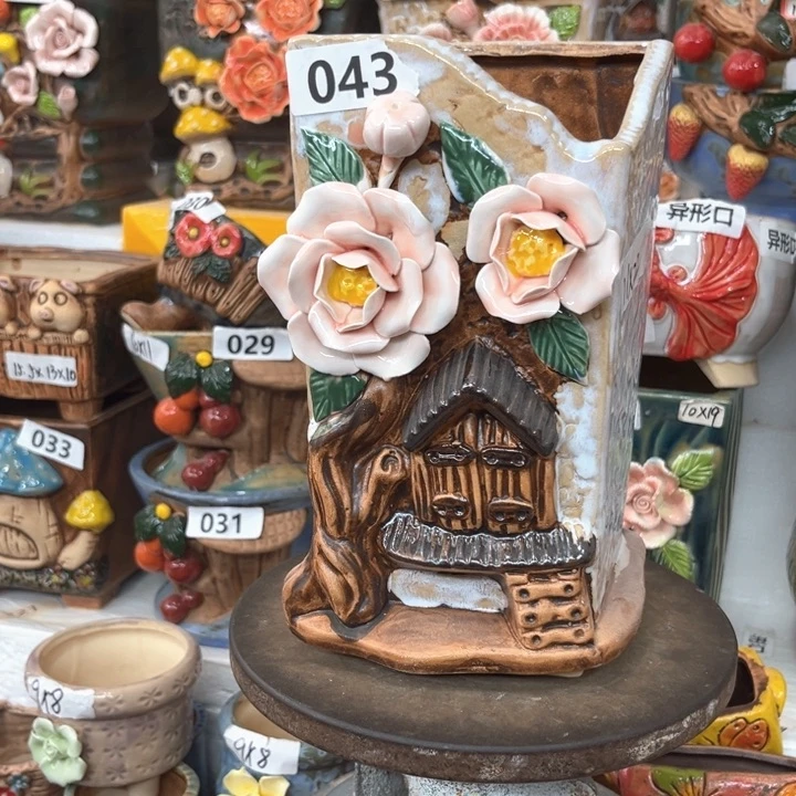 紫砂花盆粗陶材质多肉花盆