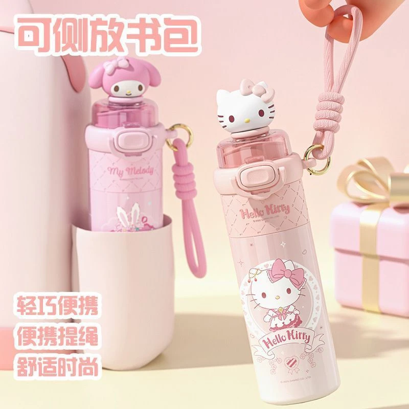 hellokitty保温杯女生2025新款大容量双饮水杯学生上学专用吸管杯