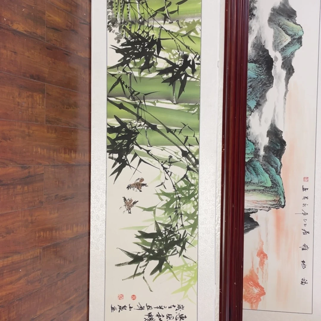 五***马国画带框尺寸48*163厘米