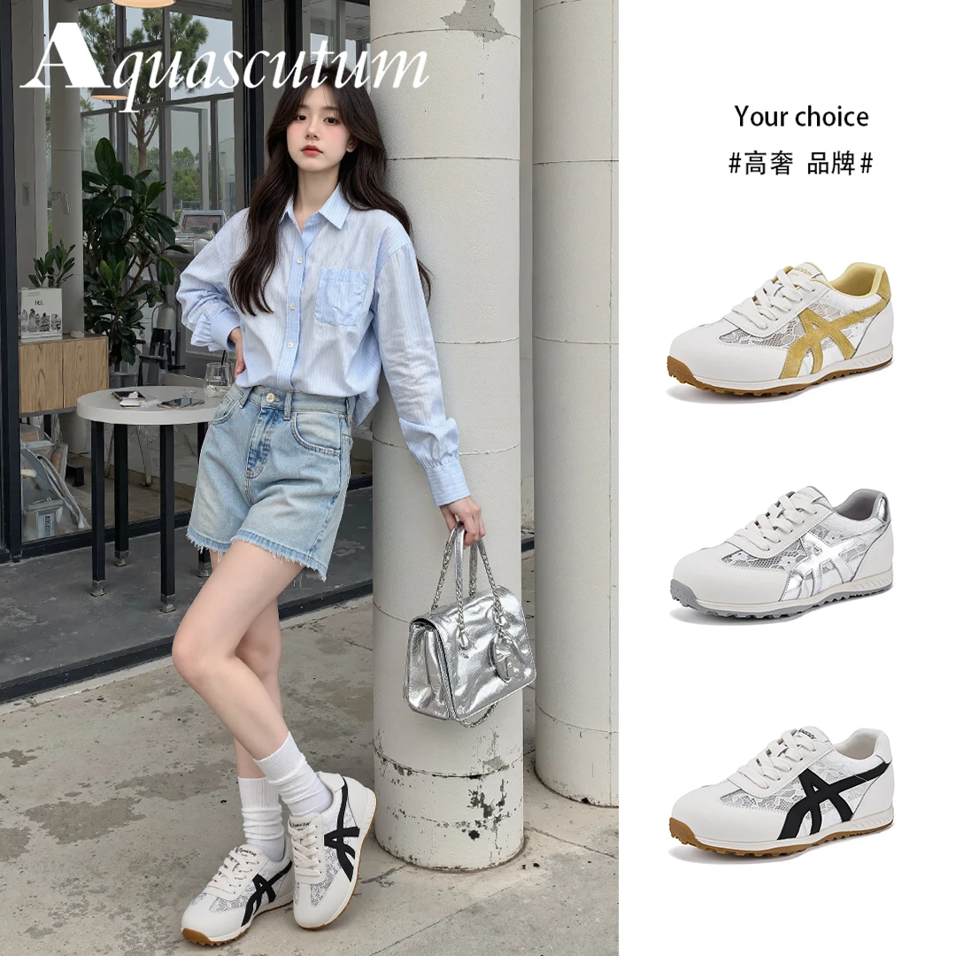 Aquascutum/雅格狮丹2025新款蕾丝阿甘鞋透气厚底甜美潮流休闲鞋