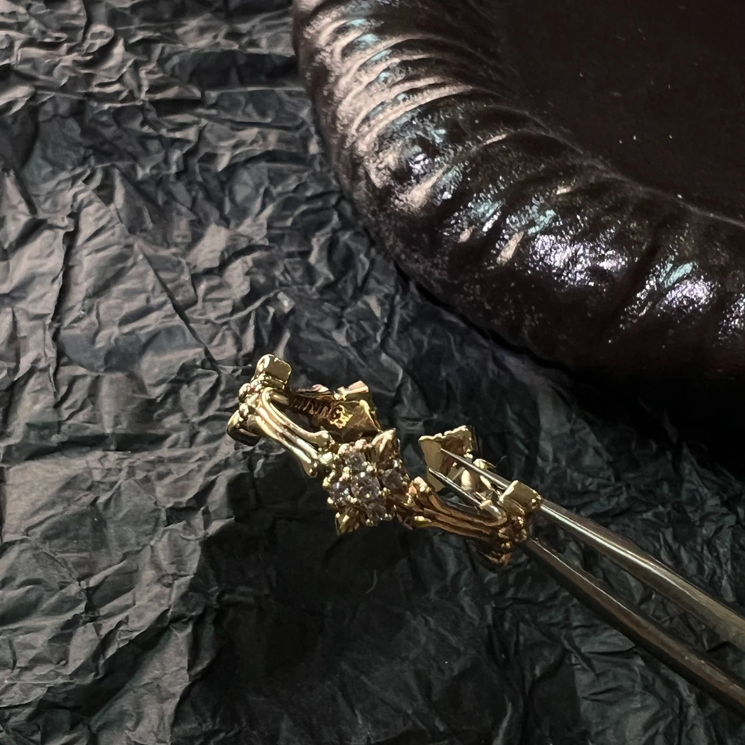 铜合金锆石戒指 咖金色芒星戒指4014