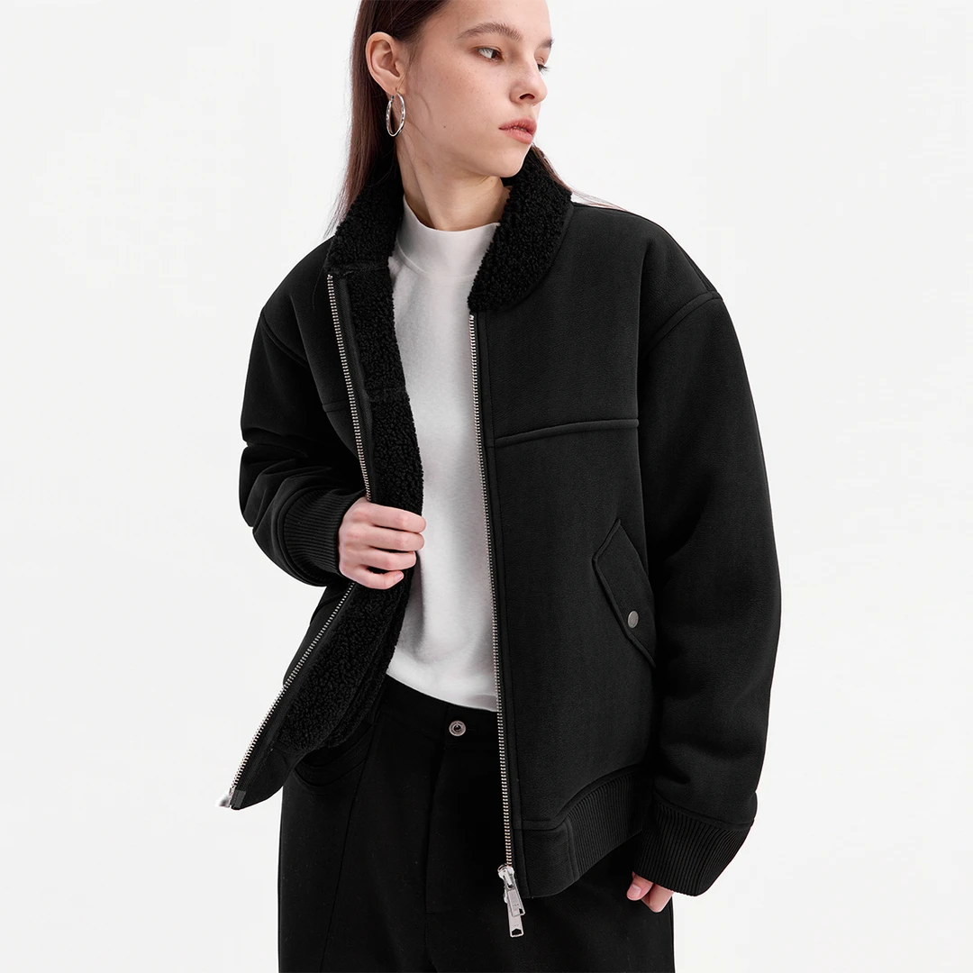 ESAT 25FW 皮毛一体仿麂皮毛领加厚飞行夹克