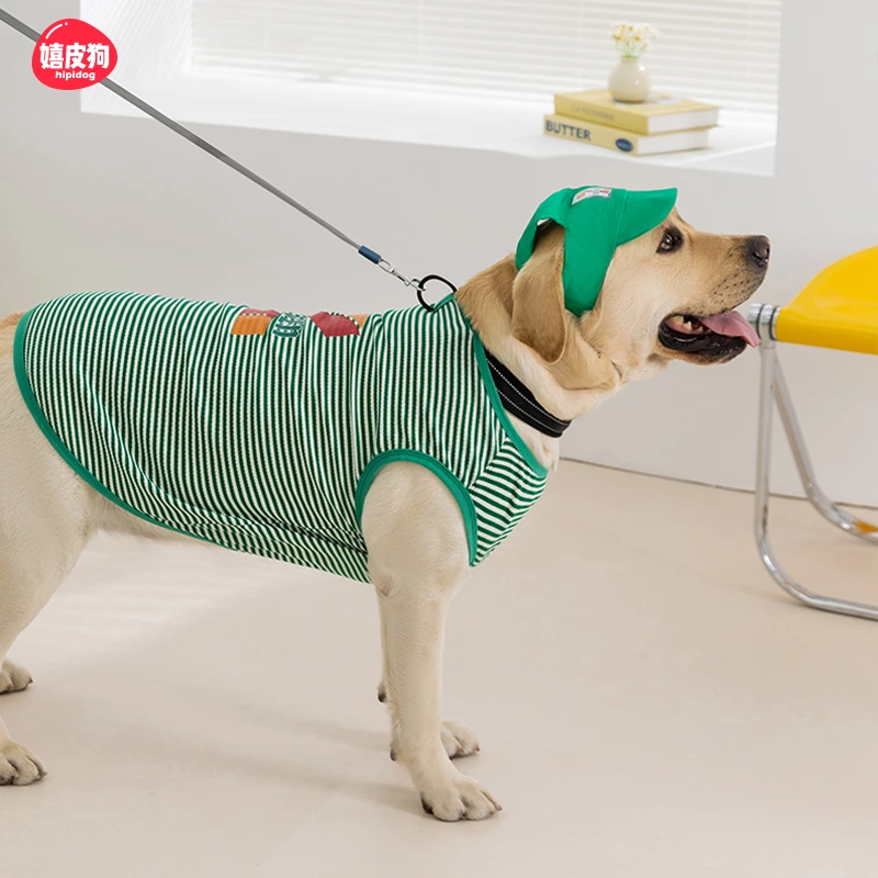 [达人]狗狗夏季大型犬金毛背心薄款透气宠物大狗带帽宠物衣服0433