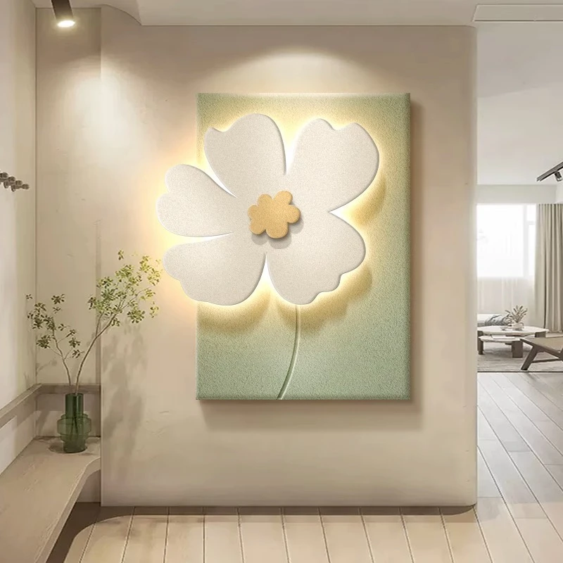 《格桑花开》北欧风客厅装饰画现代简约沙发背景墙立体砂岩画抽象画