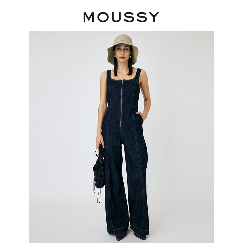 MOUSSY 2024秋季智性通勤风吊带连体裤牛仔裤女010HAS11-5071