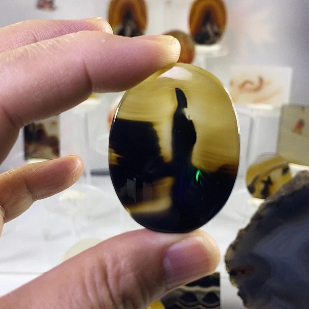 合成碳硅石非金属时尚图纹画面石饰品