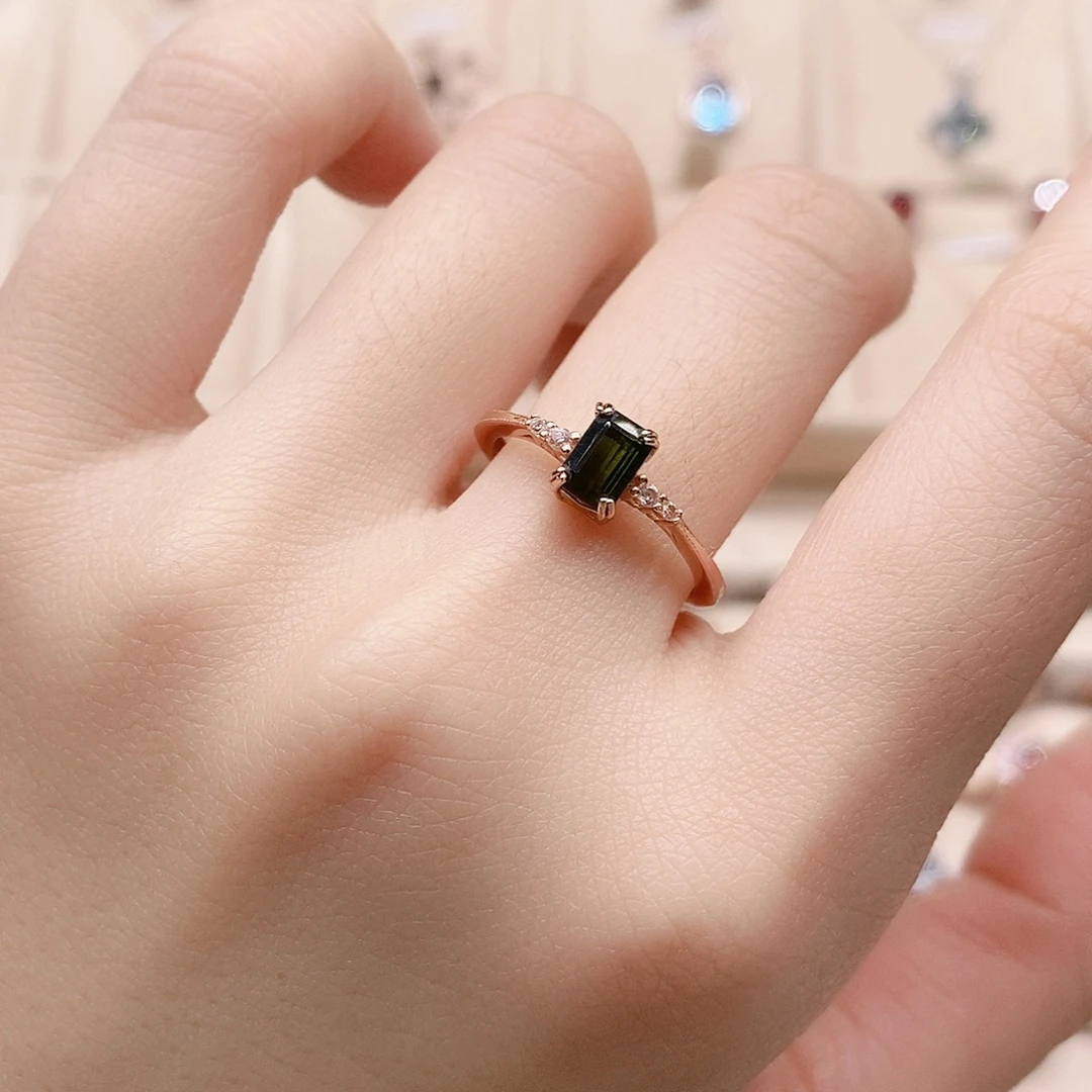 碧玺戒指银S925镶嵌戒指