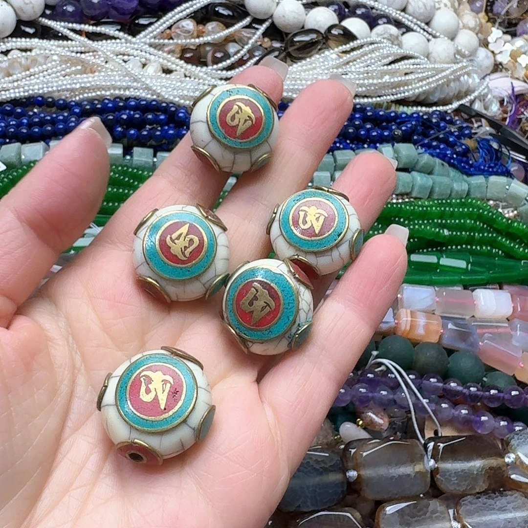 玛瑙/玉髓合金珠宝半成品一颗23m尼泊尔隔珠