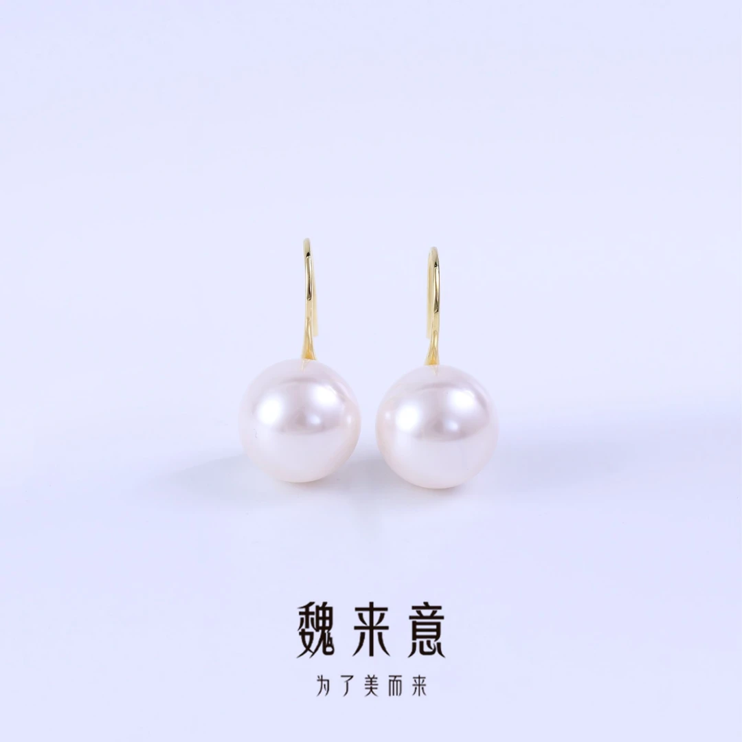 【魏来意】镀K金 正圆无暇正圆无暇高跟鞋耳钩（11mm+）