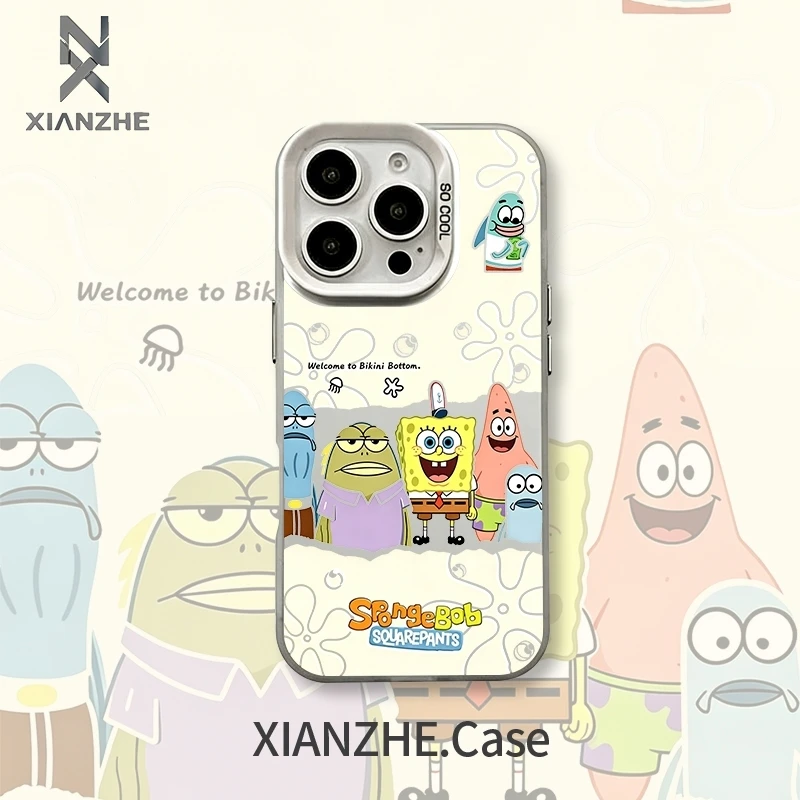 海绵宝宝居民彩银壳iPhone17/16/15华为OPPO小米全机型防摔手机壳
