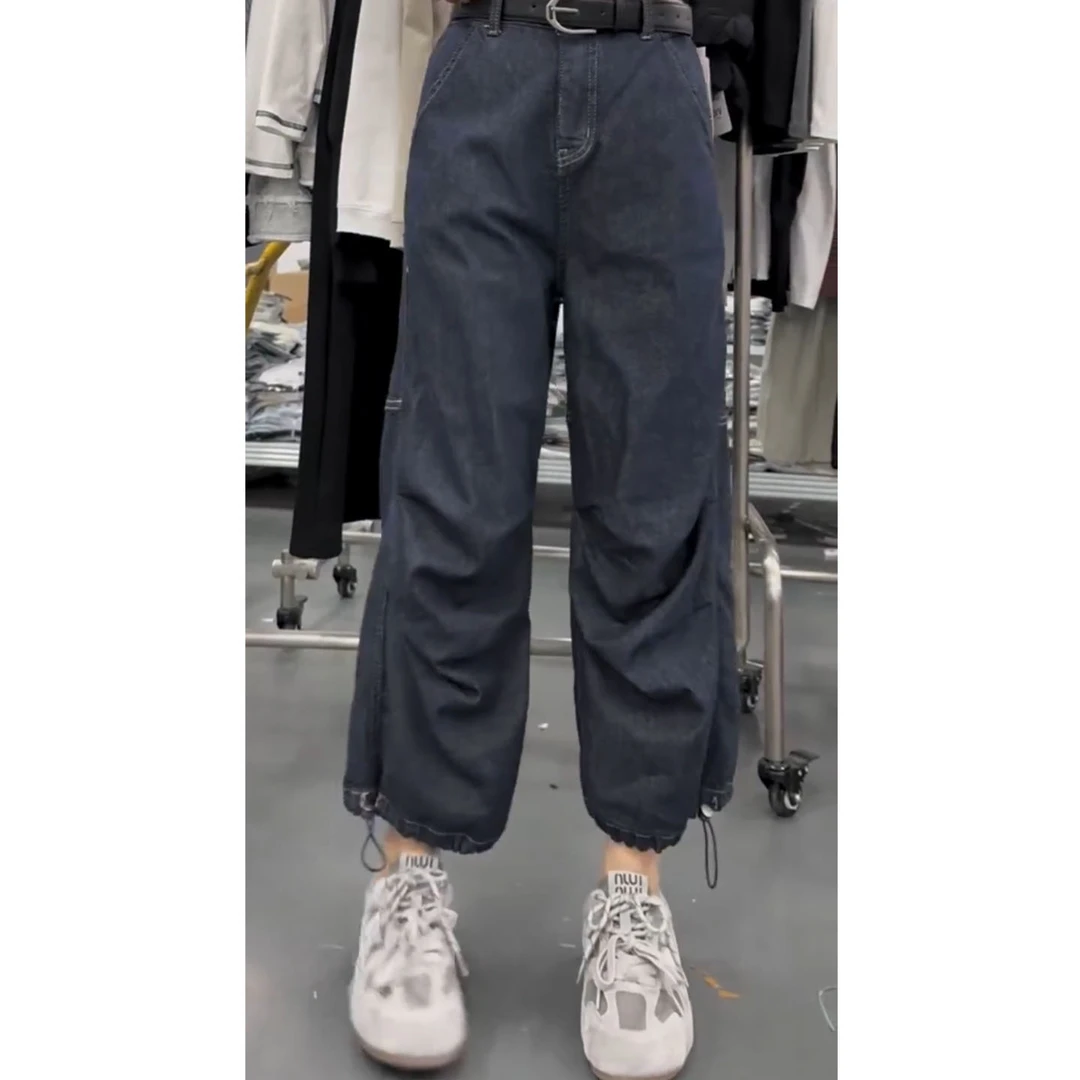 艾塔莉直筒显瘦牛仔裤女夏季新款胖mm九分裤小众直筒阔腿裤