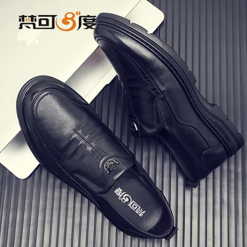 男士夏季头层牛皮透气一脚蹬中老年软底休闲皮鞋防滑耐磨商务男鞋