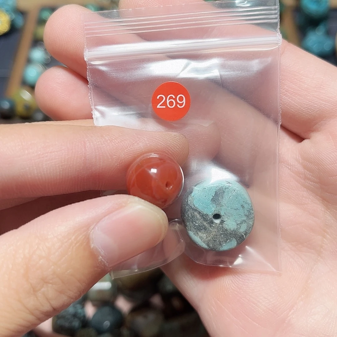 拒****玛瑙/玉髓未镶嵌圆珠桶珠老型手串！！