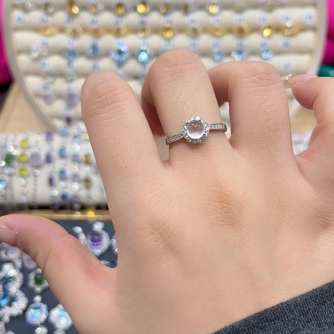 蛇纹石玉银S925镶嵌戒指