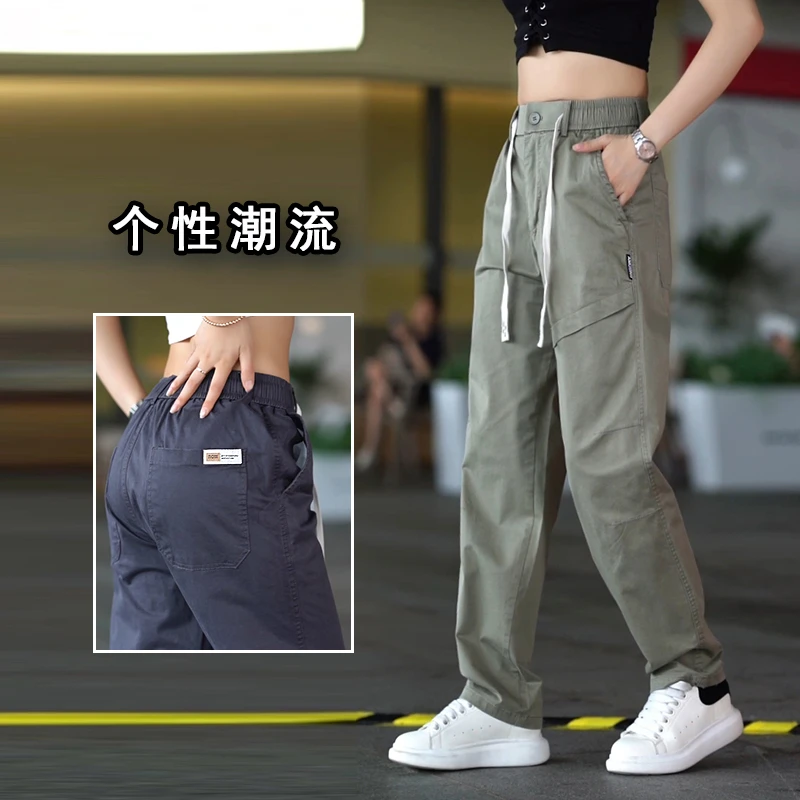 夏季薄款休闲裤男款时尚韩版舒适运动裤男士百搭宽松阔腿拖地长裤